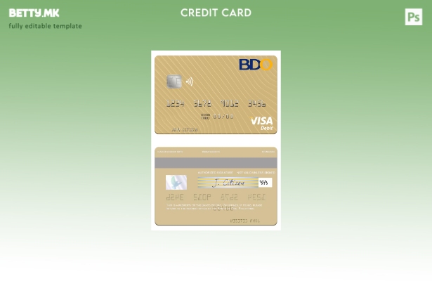 Модерен стил на Филипините Banco de Oro виза дебитна картичка шаблон